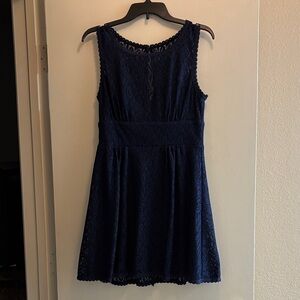 Navy Eyelet Lace Dress